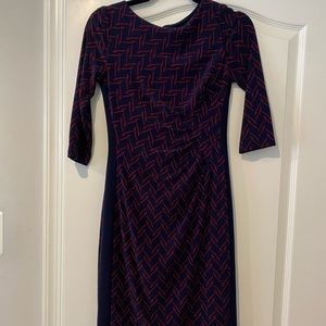 Ralph Lauren navy midi dress, 3/4 sleeves